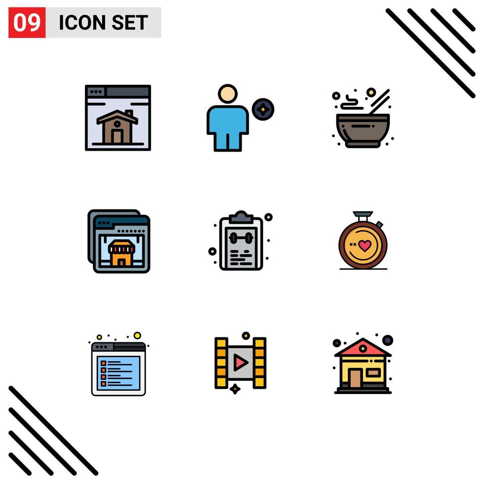 9 icônes créatives signes et symboles modernes de la boutique de chèques éléments de conception vectoriels modifiables à chaud en ligne humains vecteur