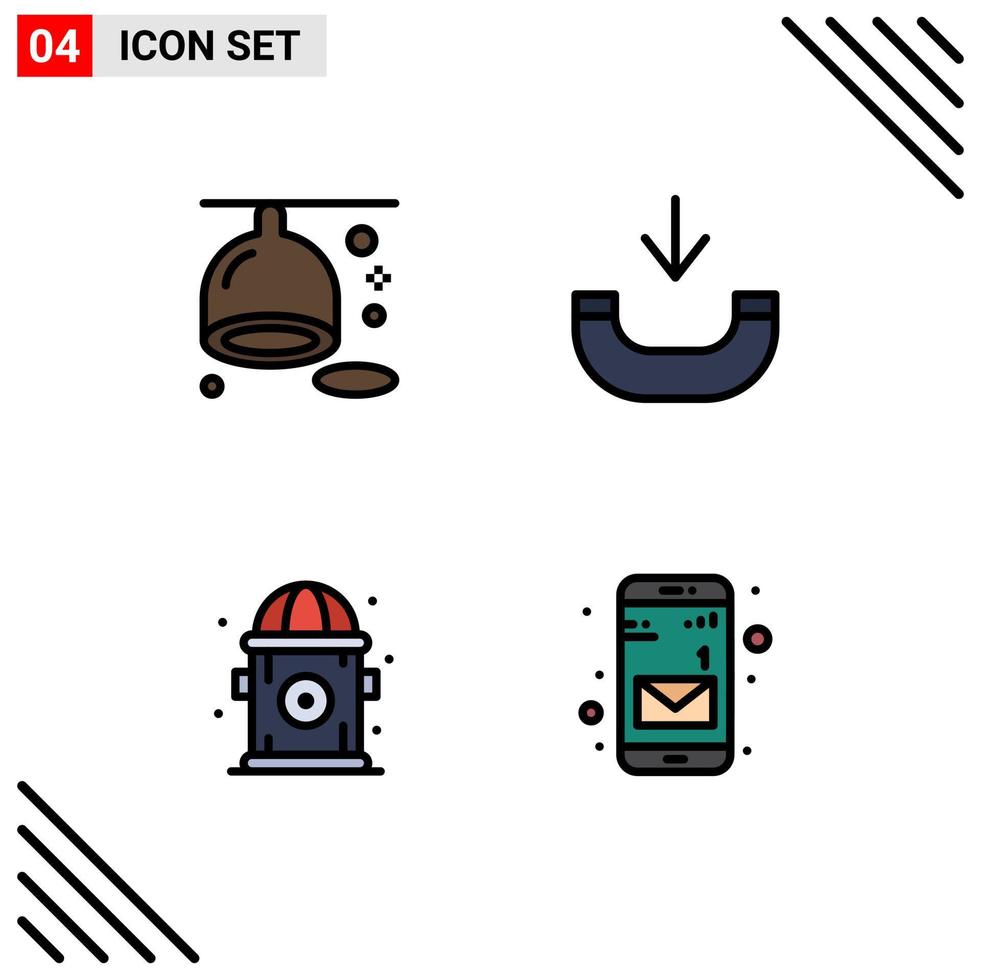ensemble de 4 symboles d'icônes d'interface utilisateur modernes signes pour les éléments de conception vectoriels modifiables de message téléphonique de citron de bouche d'agrumes vecteur