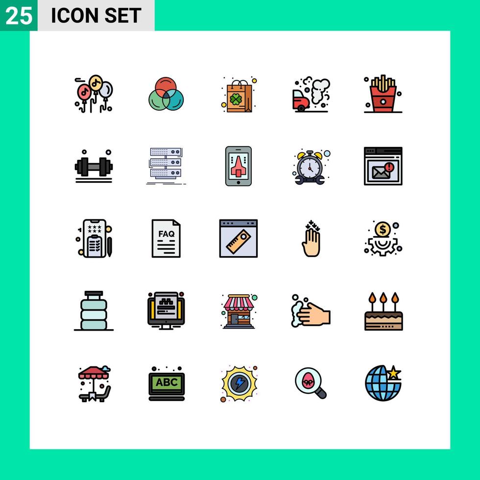 25 icônes créatives signes et symboles modernes de nourriture boisson saint pollution environnement éléments de conception vectoriels modifiables vecteur