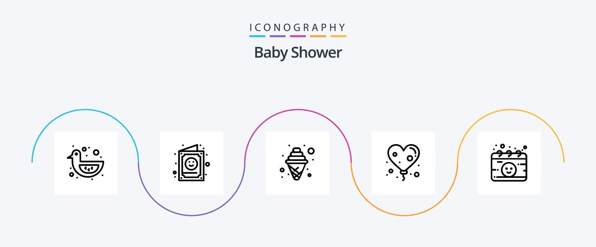 pack d'icônes de la ligne de douche de bébé 5, y compris la gynécologie. l'amour. enfant. cœur. fête vecteur