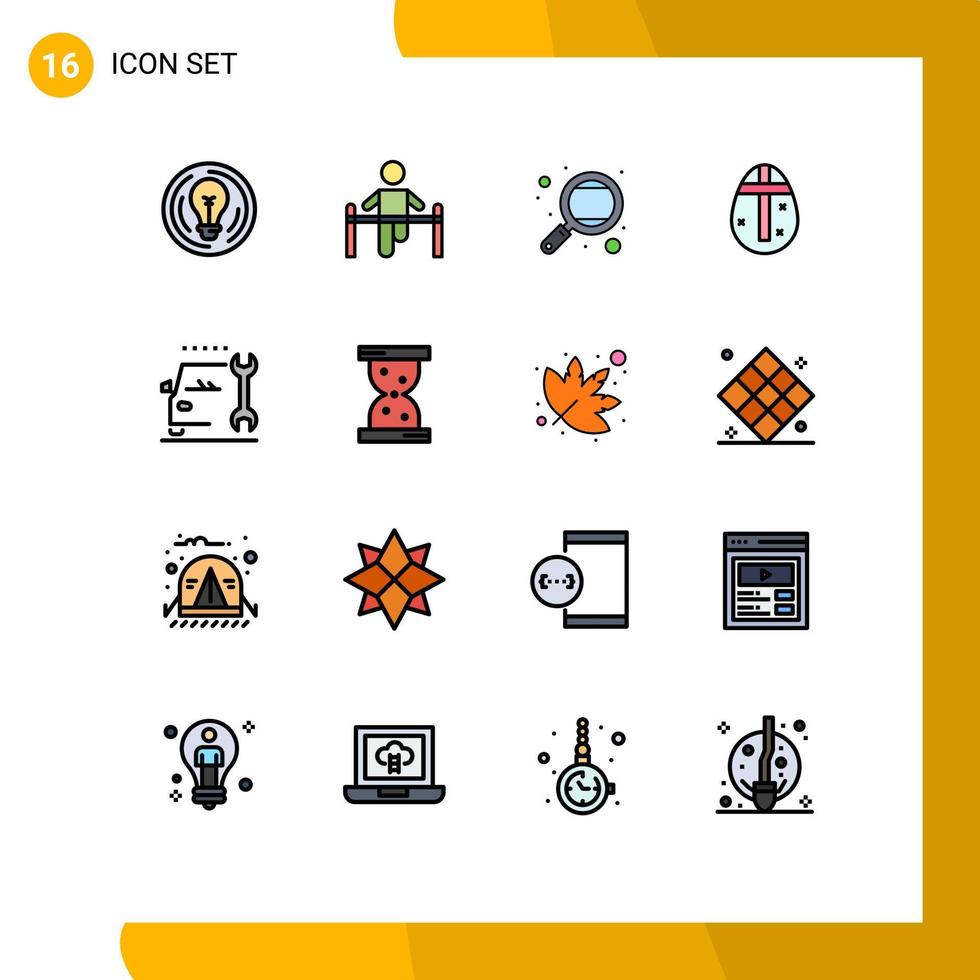 ensemble de 16 symboles d'icônes d'interface utilisateur modernes signes pour la recherche d'étude sur la santé des oeufs de pâques de vacances éléments de conception vectoriels créatifs modifiables vecteur