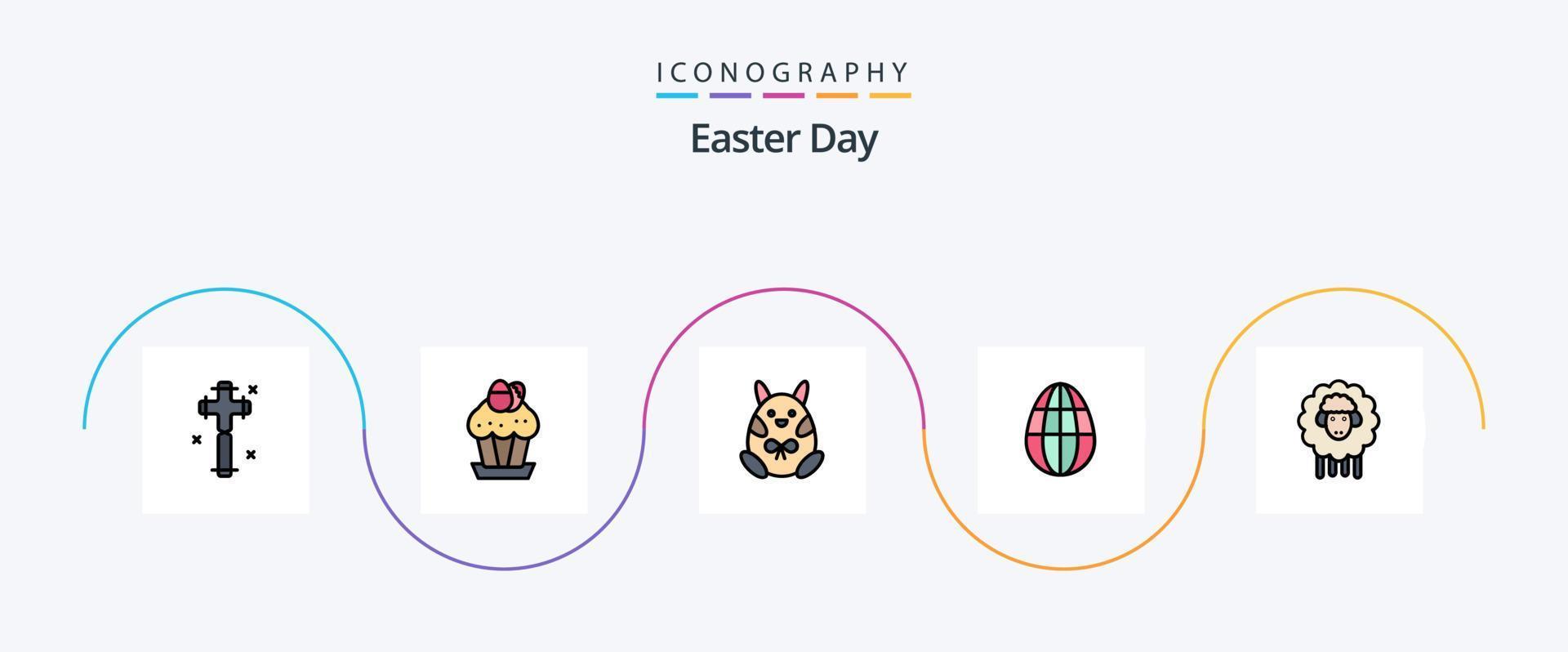 pack d'icônes plat 5 rempli de ligne de pâques, y compris pâques. vacances. Pâques. Pâques. content vecteur