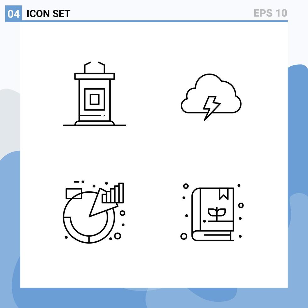 pack d'icônes vectorielles stock de 4 signes et symboles de ligne pour les descriptions de la nature du professeur de tableau de bureau éléments de conception vectoriels modifiables vecteur