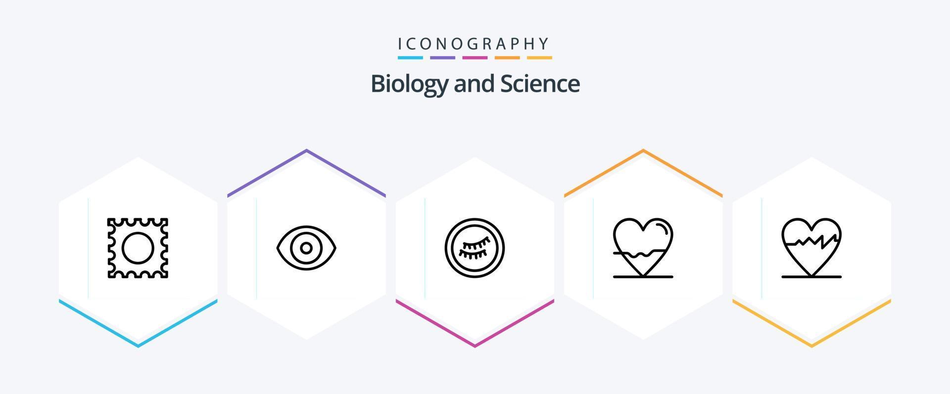 pack d'icônes de biologie 25 lignes comprenant. impulsion. battre. cœur. la science vecteur