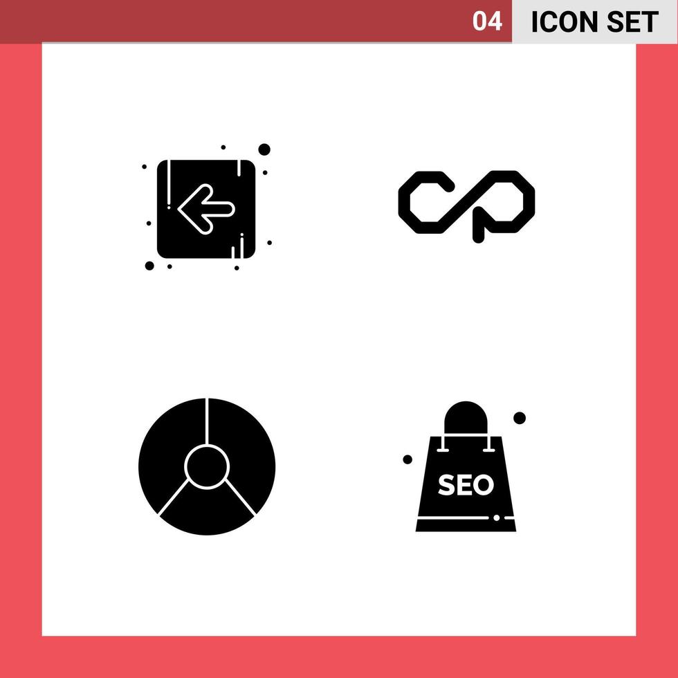 4 glyphes solides vectoriels thématiques et symboles modifiables des éléments de conception vectoriels modifiables de la contrepartie financière de la flèche crypto monnaie tarte vecteur