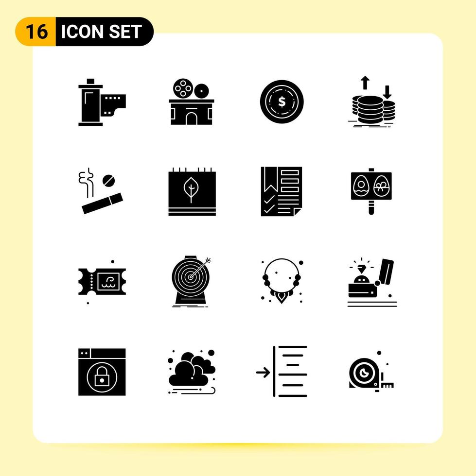 16 icônes créatives signes et symboles modernes d'aucun élément de conception vectorielle modifiable de pièces de monnaie de billet d'or vecteur