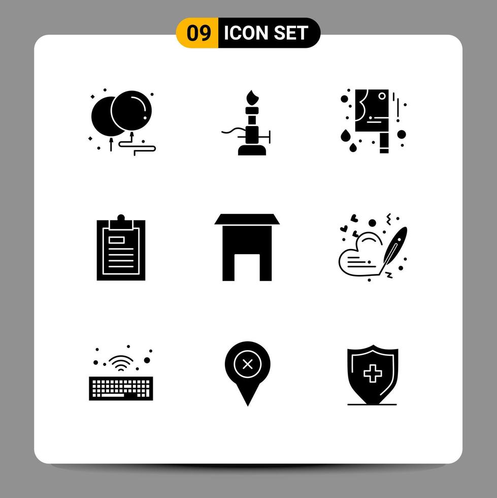 ensemble de 9 symboles d'icônes d'interface utilisateur modernes signes pour la page de construction torche fichier presse-papiers éléments de conception vectoriels modifiables vecteur
