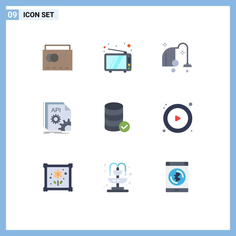 ensemble de 9 symboles d'icônes d'interface utilisateur modernes signes pour l'hébergement du développeur nettoyage codage api éléments de conception vectoriels modifiables vecteur