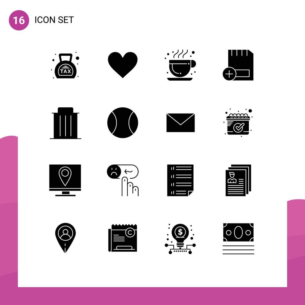 16 icônes créatives signes et symboles modernes des ordinateurs matériels carte préférée café chaud éléments de conception vectoriels modifiables vecteur