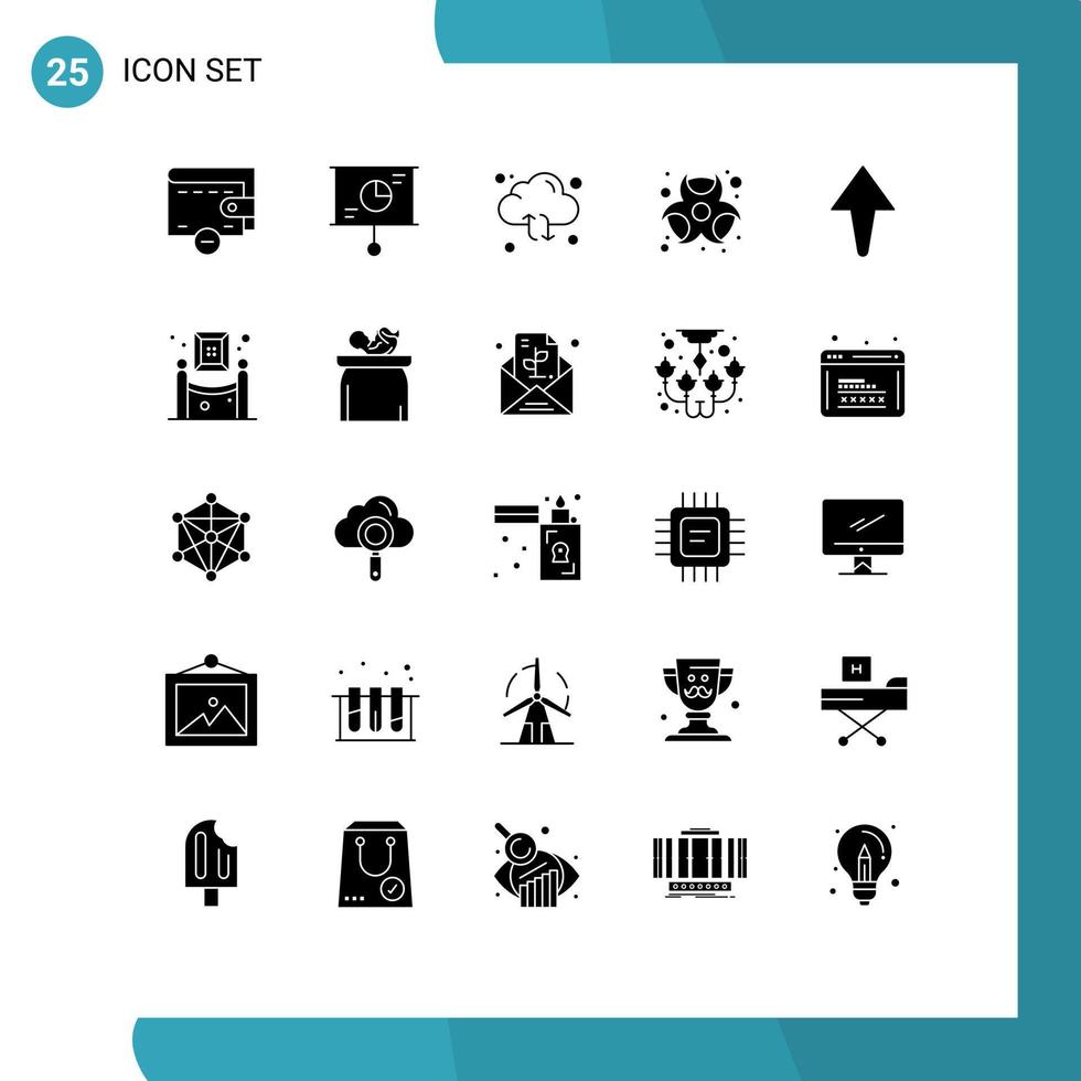 ensemble de 25 symboles d'icônes d'interface utilisateur modernes signes pour des éléments de conception vectoriels modifiables chimiques de rafraîchissement dangereux vecteur