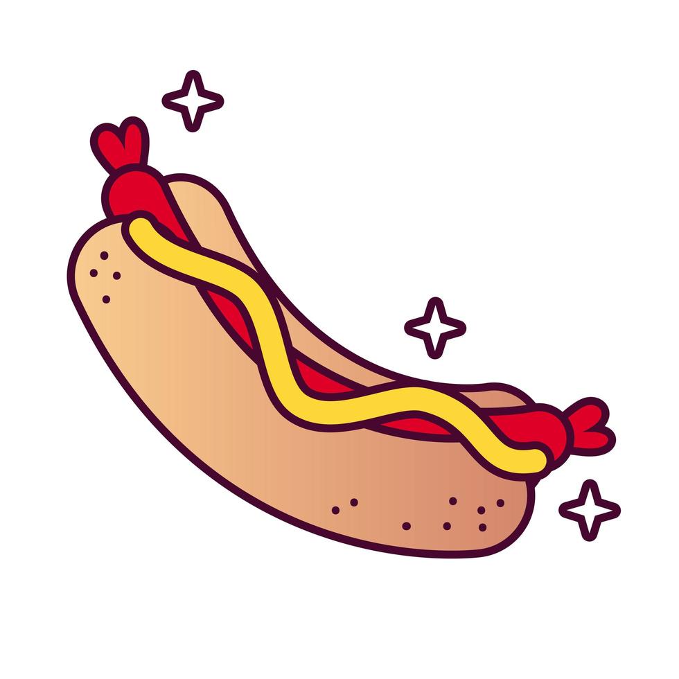 icône de style détaillé de délicieux hot-dog Fast-Food vecteur