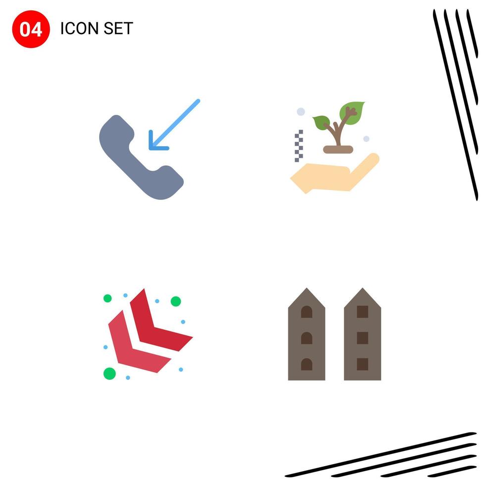 4 icônes plates vectorielles thématiques et symboles modifiables d'appel vers le bas de l'arbre de téléphone gauche éléments de conception vectoriels modifiables vecteur
