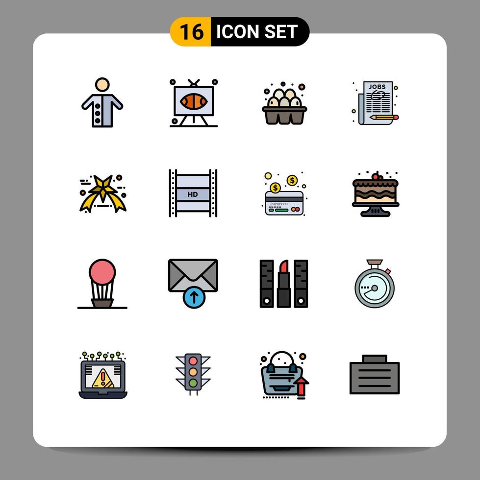 symboles d'icônes universelles groupe de 16 lignes modernes remplies de couleurs plates de sélection d'emplois d'emplois sportifs éléments de conception vectoriels créatifs modifiables vecteur