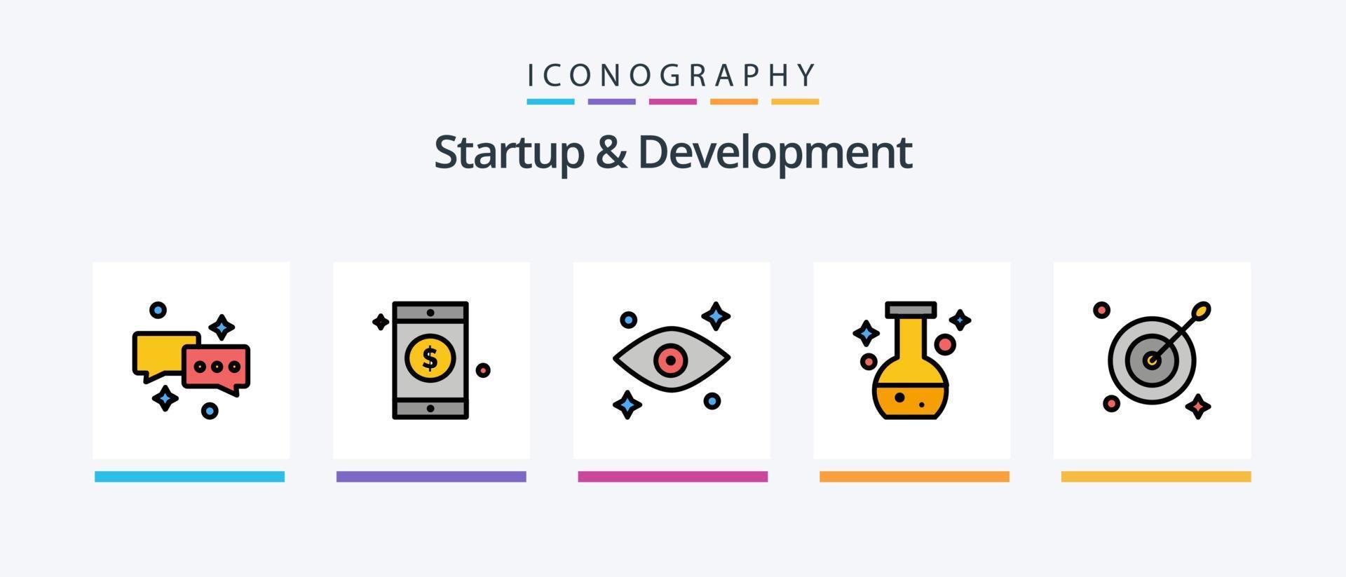 ligne de démarrage et de développement remplie de 5 packs d'icônes comprenant . rouages. cellule. paramètre. photo. conception d'icônes créatives vecteur