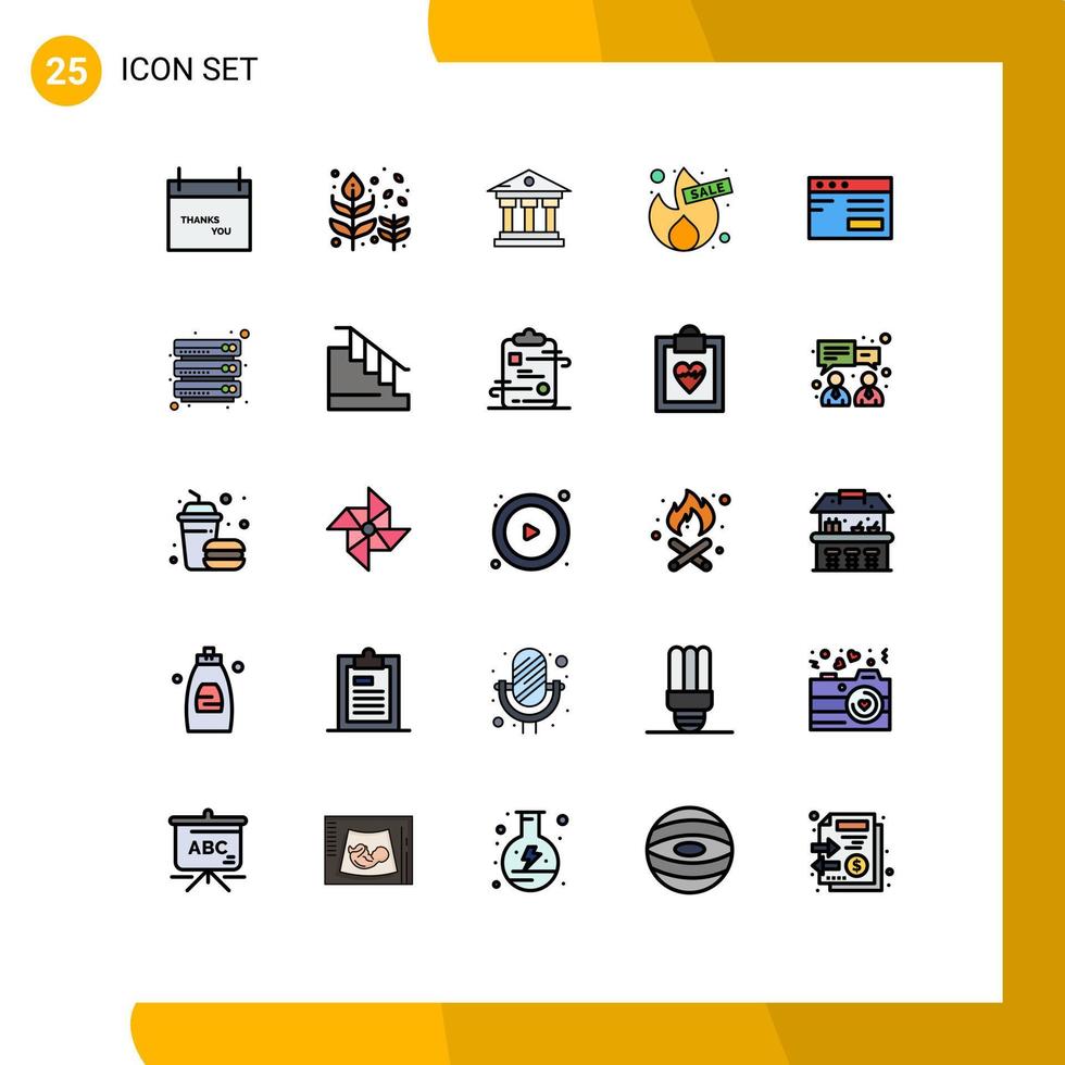 25 interface utilisateur ligne remplie pack de couleurs plates de signes et symboles modernes de l'arbre d'offre web éléments de conception vectoriels modifiables de service chaud vecteur