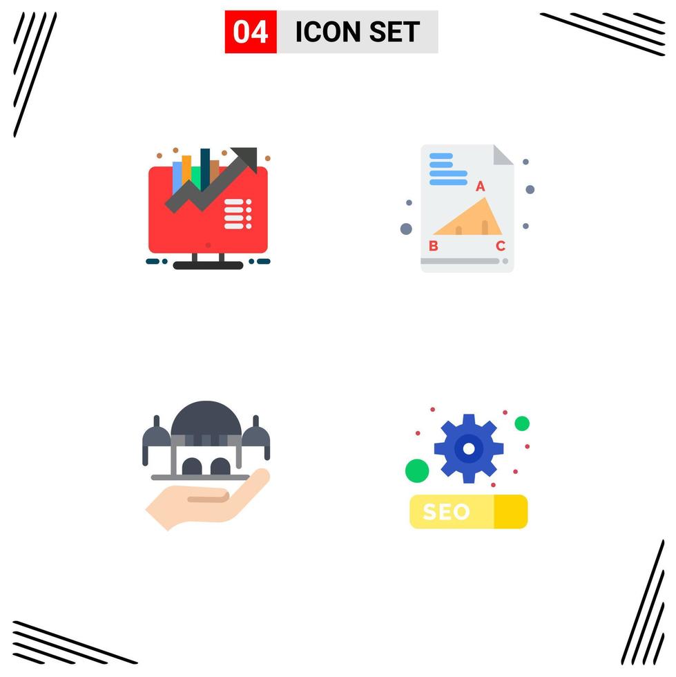 4 icônes plates vectorielles thématiques et symboles modifiables d'éléments de conception vectoriels modifiables d'engrenage de papier d'examen de croissance de charité d'entreprise vecteur
