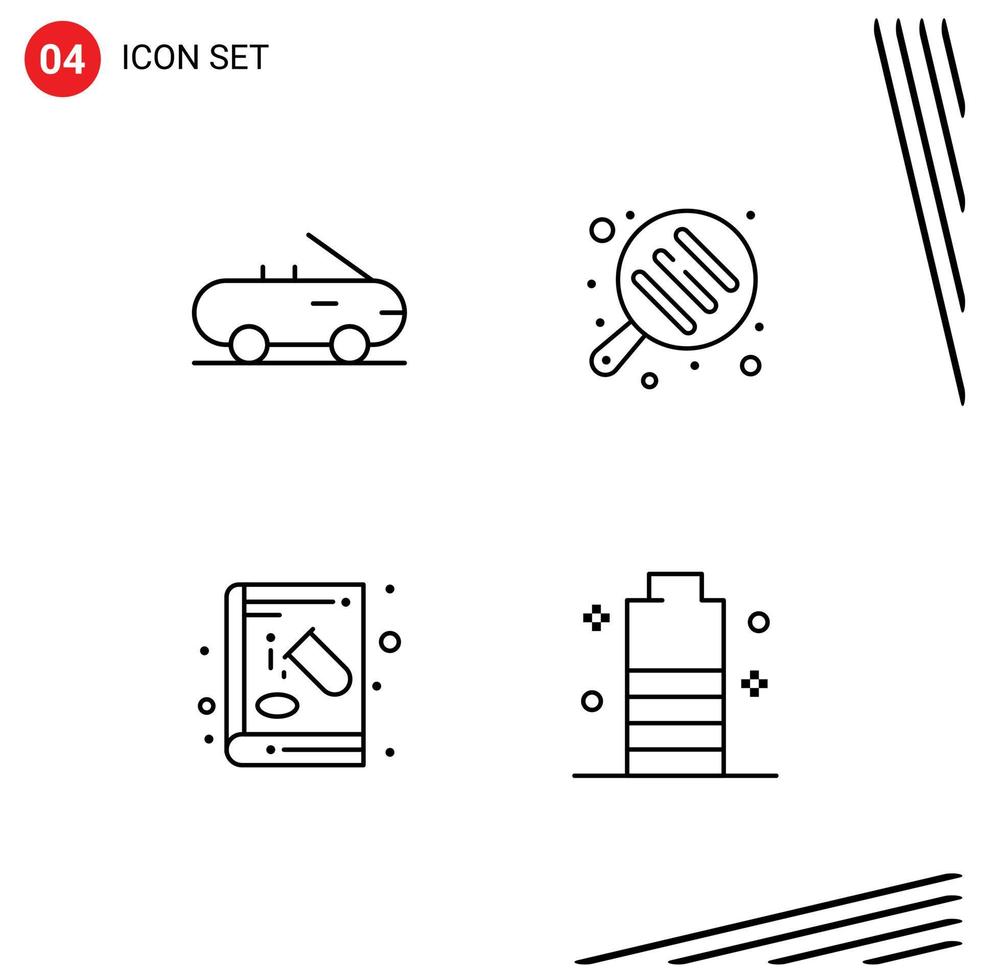 pack d'icônes vectorielles stock de 4 signes et symboles de ligne pour l'expérience cabriolet cuisson chimique charge éléments de conception vectoriels modifiables vecteur