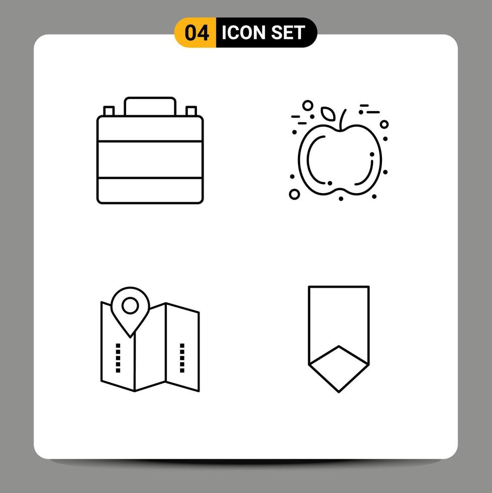 pack de 4 symboles universels d'accessoires emplacement boutique de vêtements emplacement de fruits éléments de conception vectoriels modifiables vecteur