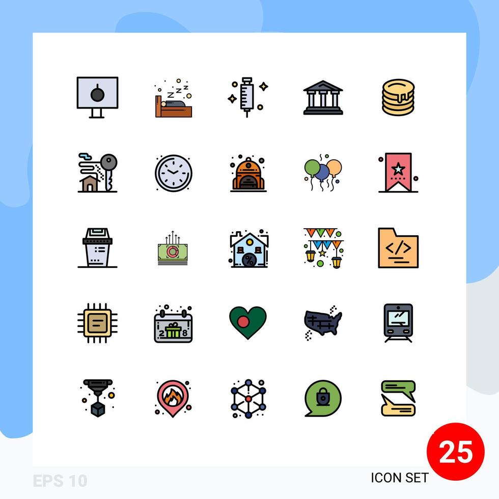 ensemble de 25 symboles d'icônes d'interface utilisateur modernes signes pour les éléments de conception vectoriels modifiables de la banque de finances du médecin de la cour du gâteau vecteur
