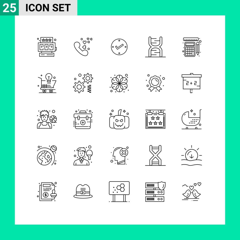 25 pack de lignes d'interface utilisateur de signes et symboles modernes d'outils génétiques chaîne d'adn éléments de conception vectoriels modifiables vecteur