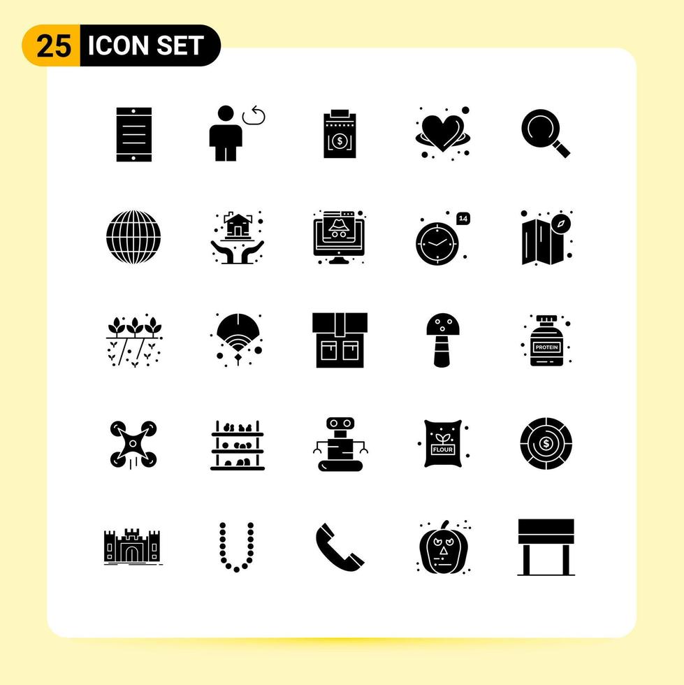 pack d'icônes vectorielles stock de 25 signes et symboles de ligne pour les éléments de conception vectoriels modifiables d'ange de coeur de dépense d'amour générale vecteur