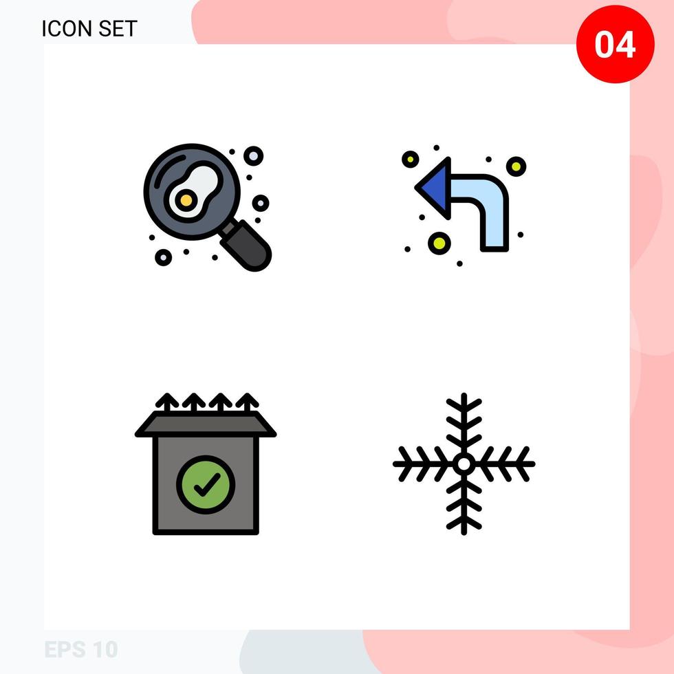 groupe de 4 signes et symboles de couleurs plates remplies pour la cuisson d'oeufs prêts éléments de conception vectoriels modifiables de noël vecteur