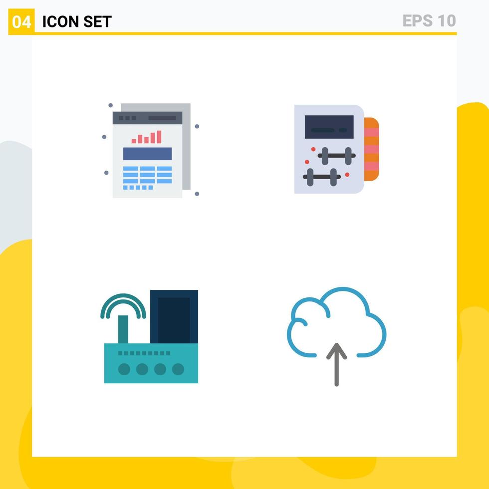 ensemble moderne de 4 icônes et symboles plats tels que les statistiques Web de l'appareil graphique éléments de conception vectoriels modifiables wifi sains vecteur