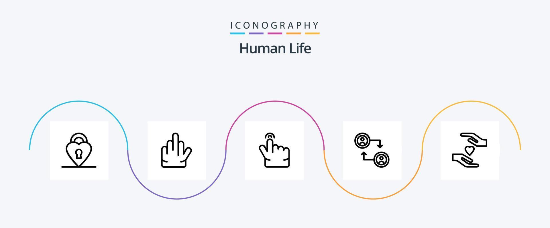 pack d'icônes de la ligne humaine 5 comprenant. toucher. l'amour. se soucier vecteur