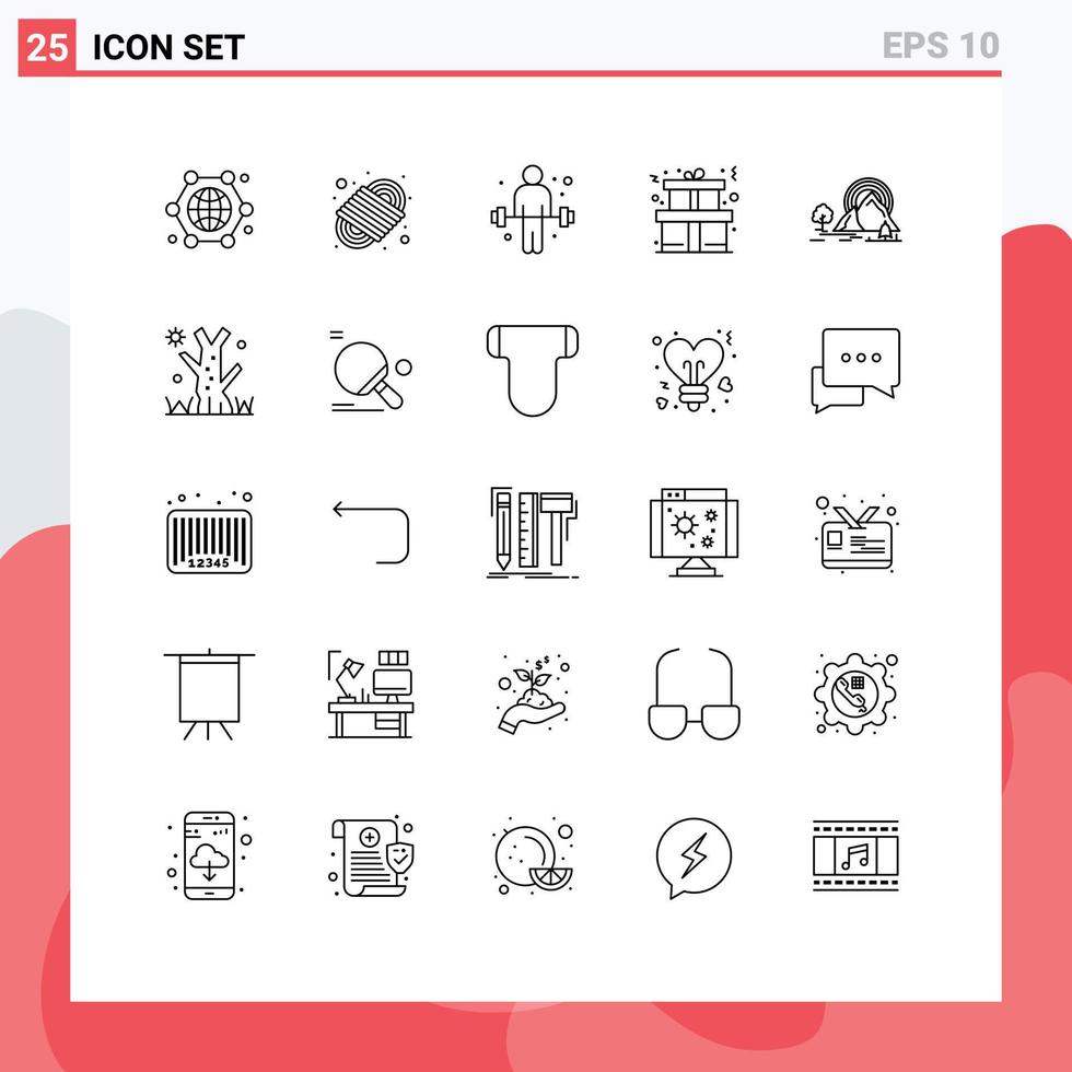 groupe de 25 lignes modernes définies pour la colline cadeau corde cadeau haltérophilie éléments de conception vectoriels modifiables vecteur