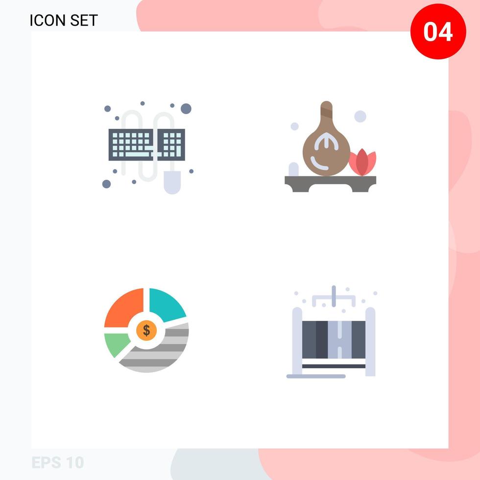 ensemble moderne de 4 icônes et symboles plats tels que l'analyse des entrées souris spa entreprise éléments de conception vectoriels modifiables vecteur