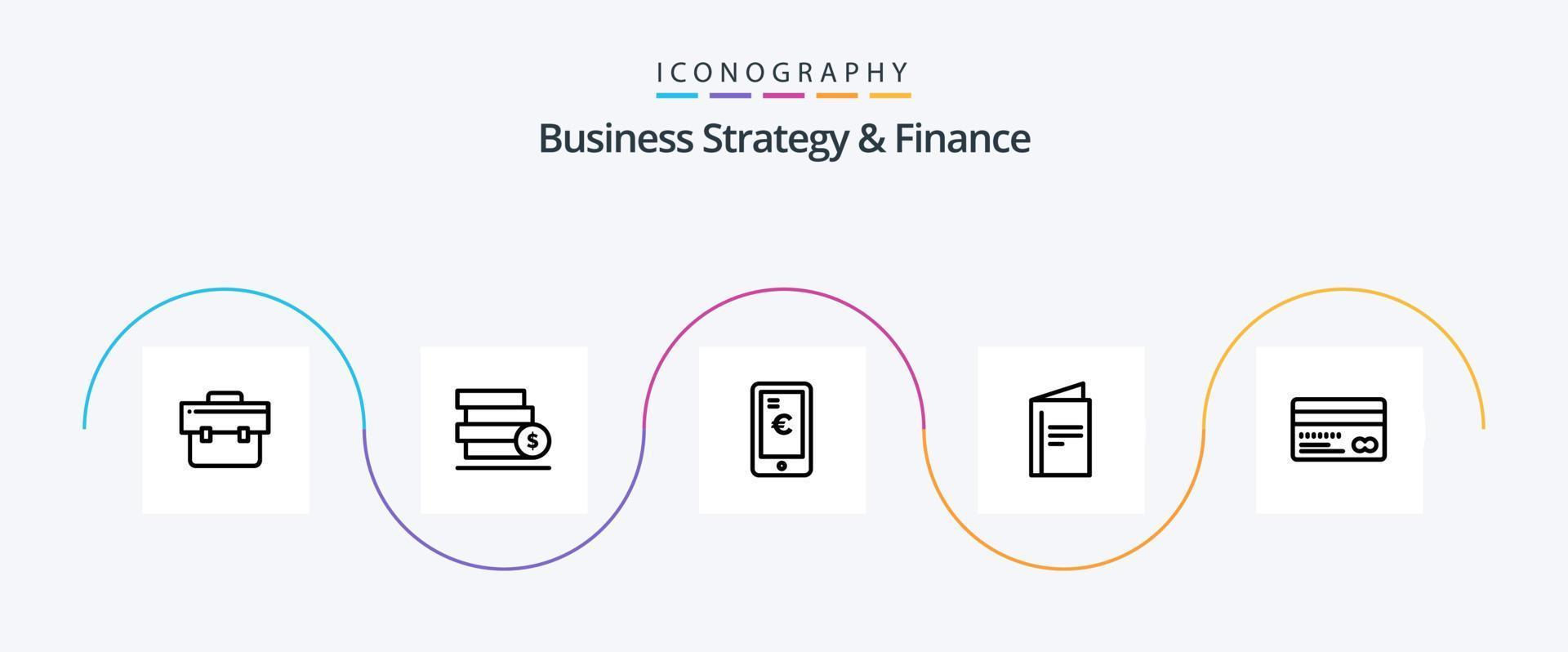 stratégie d'entreprise et pack d'icônes de la ligne 5 des finances, y compris la carte. dollar. achats. Paiement vecteur