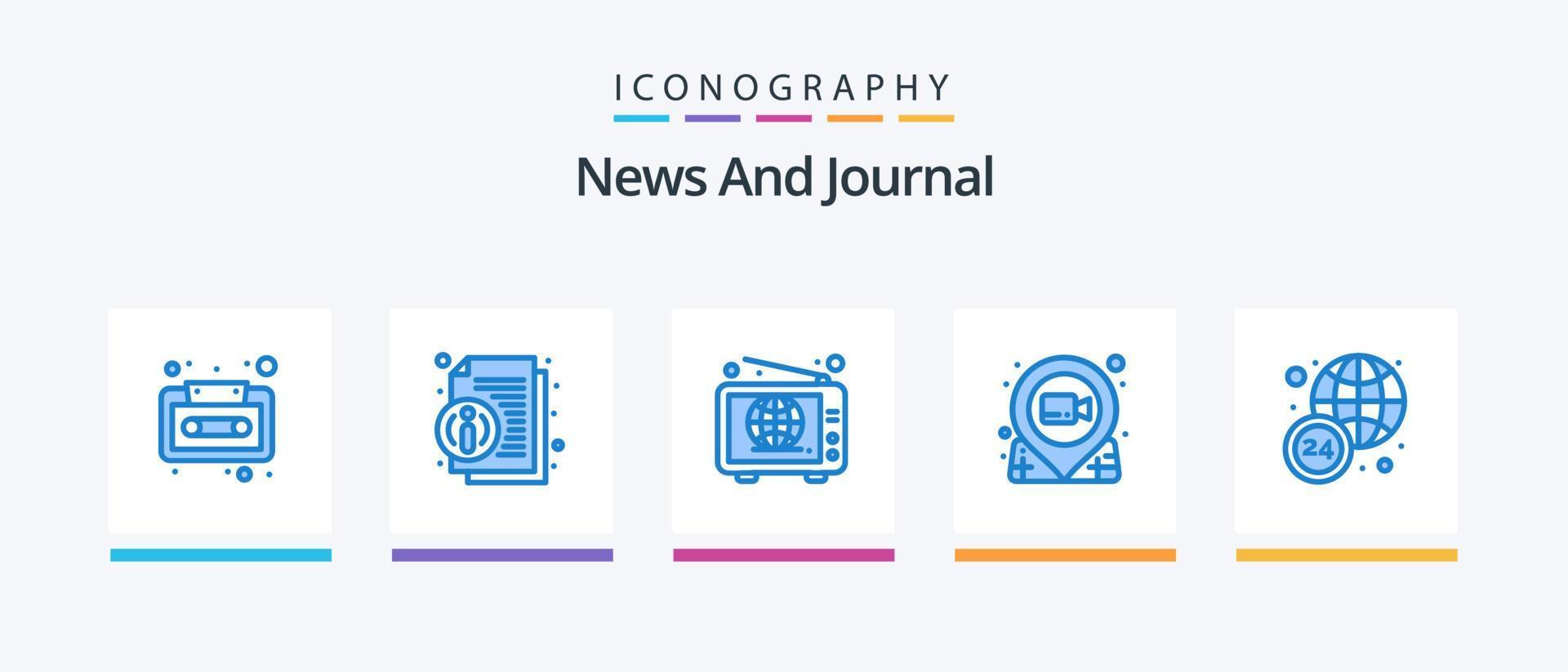 pack d'icônes news blue 5, y compris dans le monde entier. épingler. la toile. film. film. conception d'icônes créatives vecteur