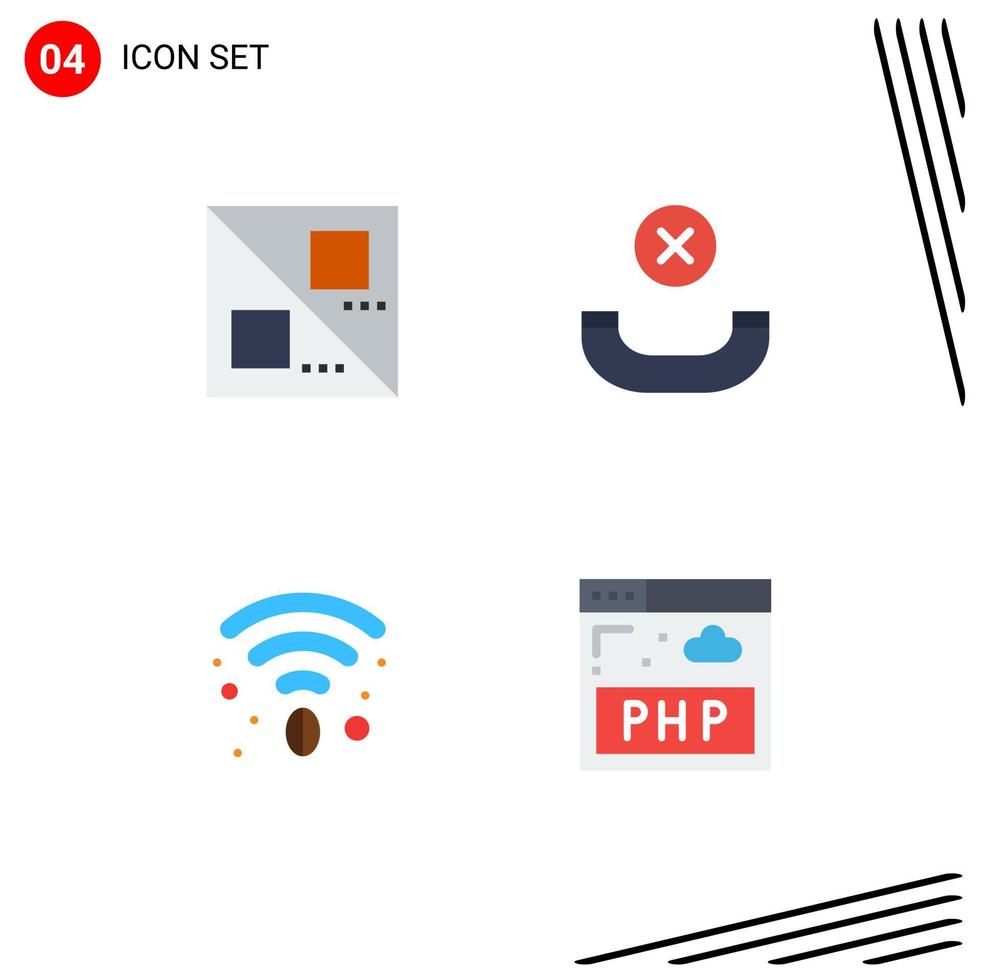 ensemble moderne de 4 icônes plates pictogramme d'éléments de conception vectoriels modifiables du programme de café d'appel de données croisées vecteur