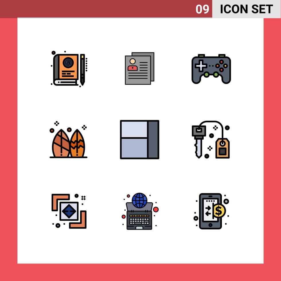 ensemble moderne de 9 couleurs et symboles plats remplis tels que les éléments de conception vectoriels modifiables du contrôleur de jeu de contact du joystick de sport vecteur