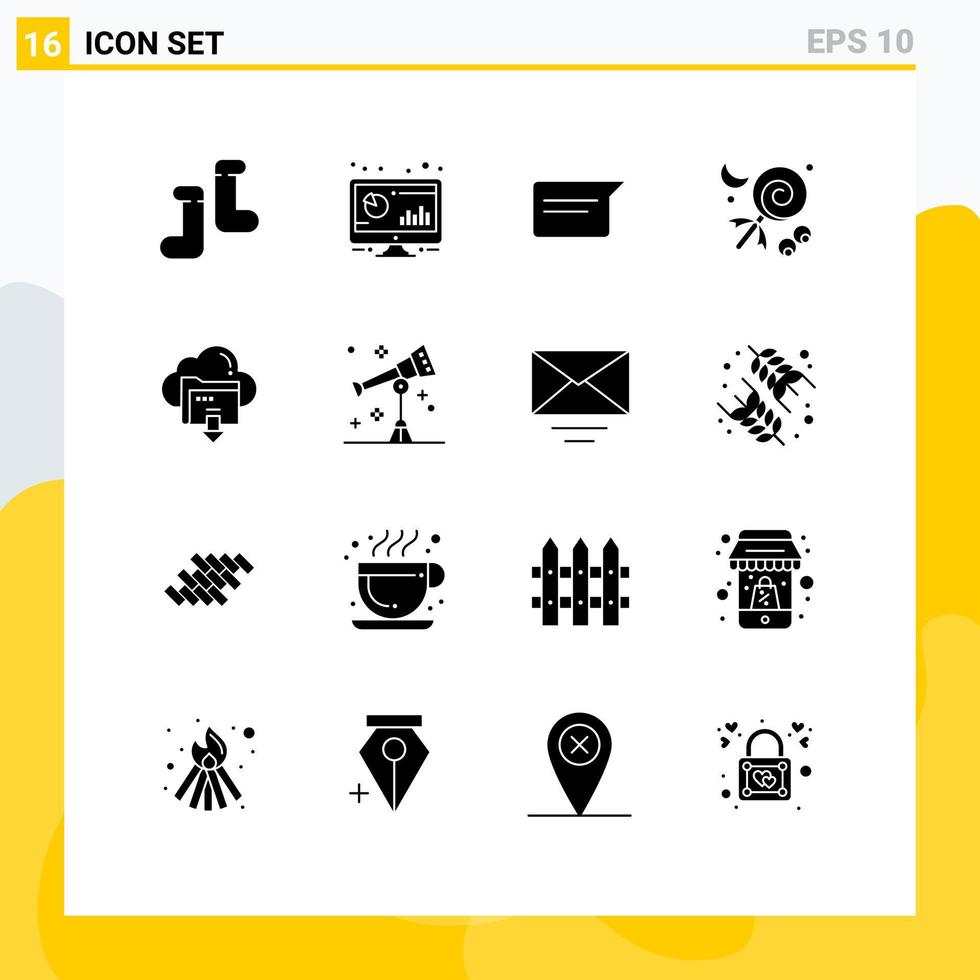 interface mobile glyphe solide ensemble de 16 pictogrammes de bas télécharger des éléments de conception vectoriels modifiables de célébration de vacances de base vecteur