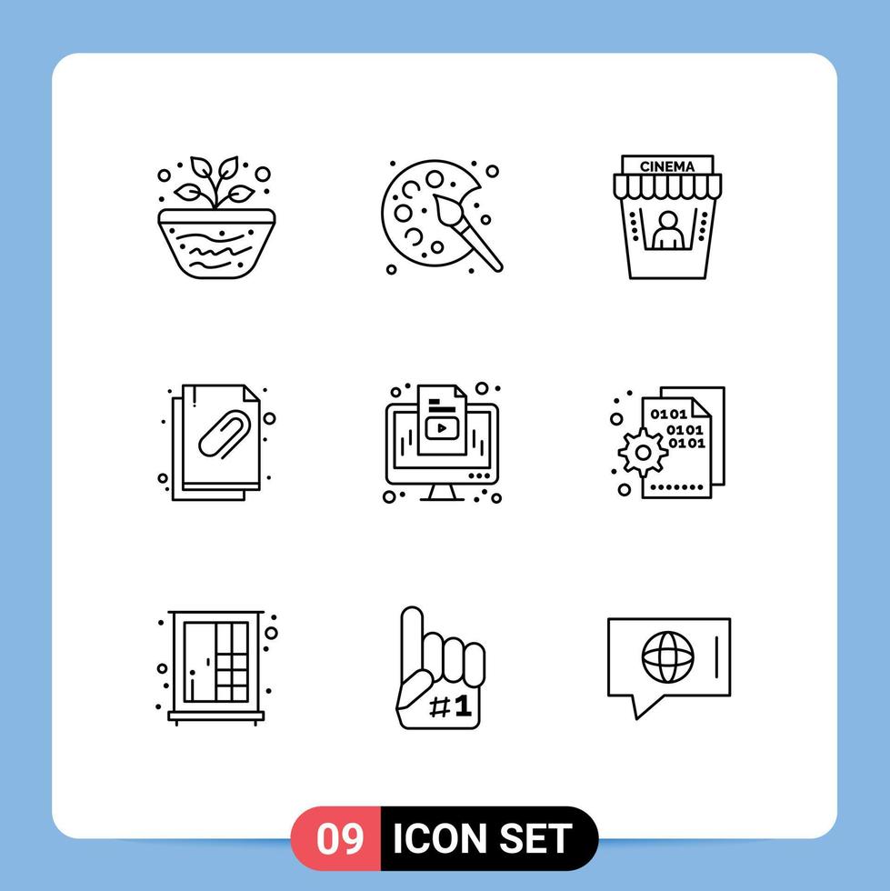 9 contours vectoriels thématiques et symboles modifiables d'éléments de conception vectoriels modifiables de pièce jointe de passe-temps de document informatique vecteur