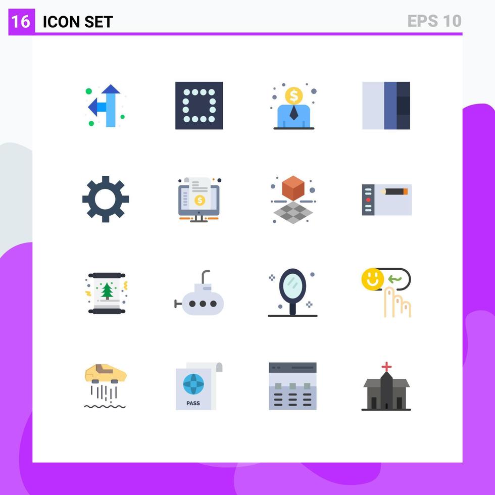 symboles d'icônes universels groupe de 16 couleurs plates modernes de mise en page de prix de cube facture modifiable pack d'éléments de conception de vecteur créatif