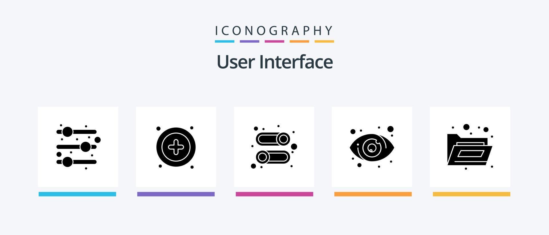 interface utilisateur glyphe 5 pack d'icônes comprenant. stockage. désactiver. dossier. voir. conception d'icônes créatives vecteur