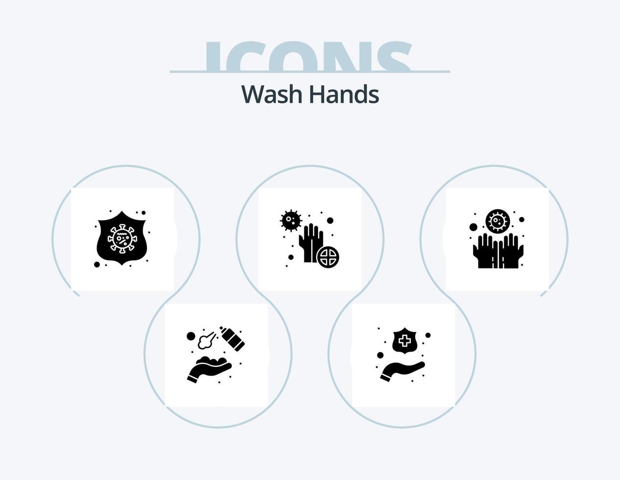 se laver les mains glyphe pack d'icônes 5 conception d'icônes. sale. mains. protection. maladie. covid vecteur