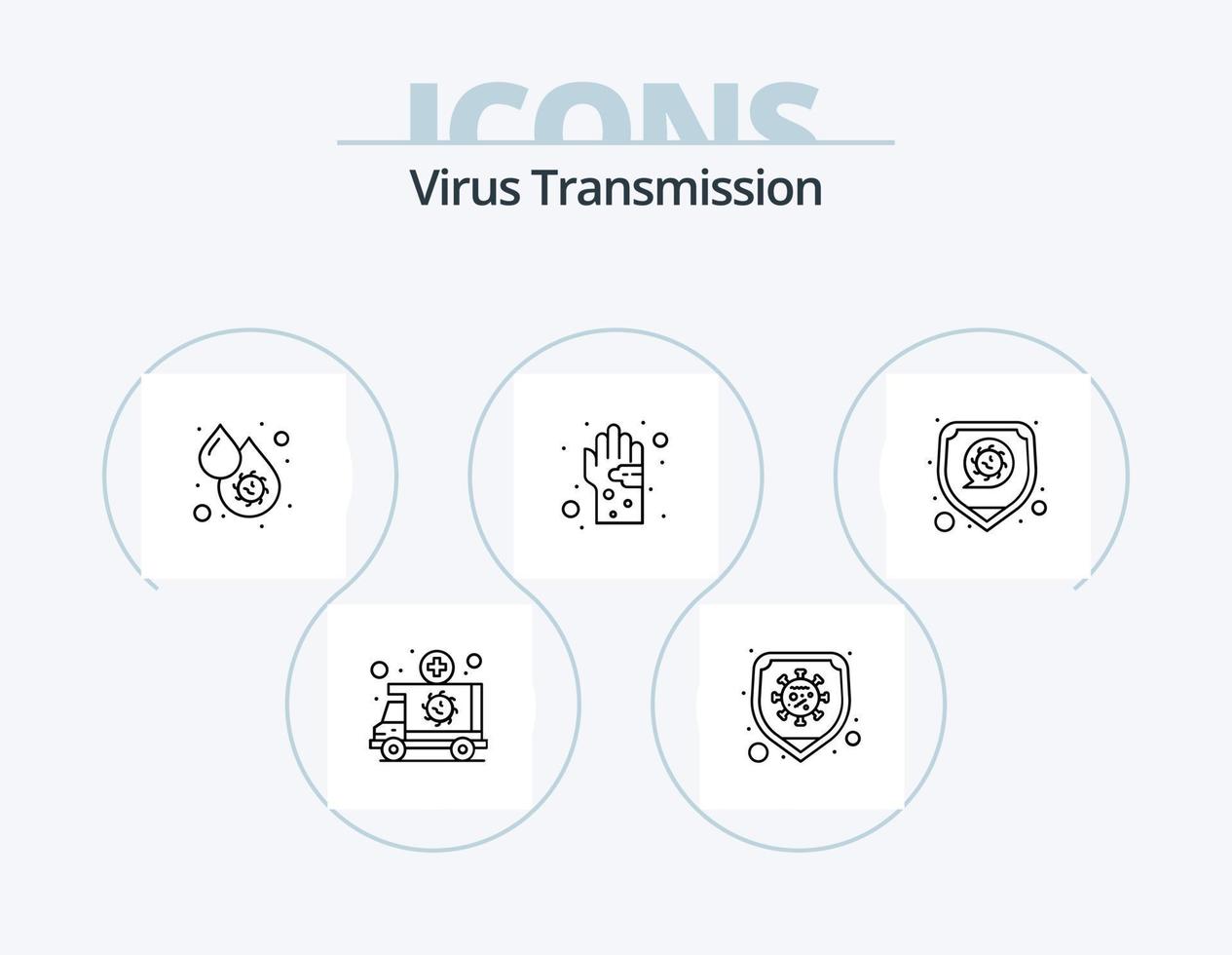 pack d'icônes de ligne de transmission de virus 5 conception d'icônes. Médicament. interface épidémie. un verre. analyser les virus vecteur