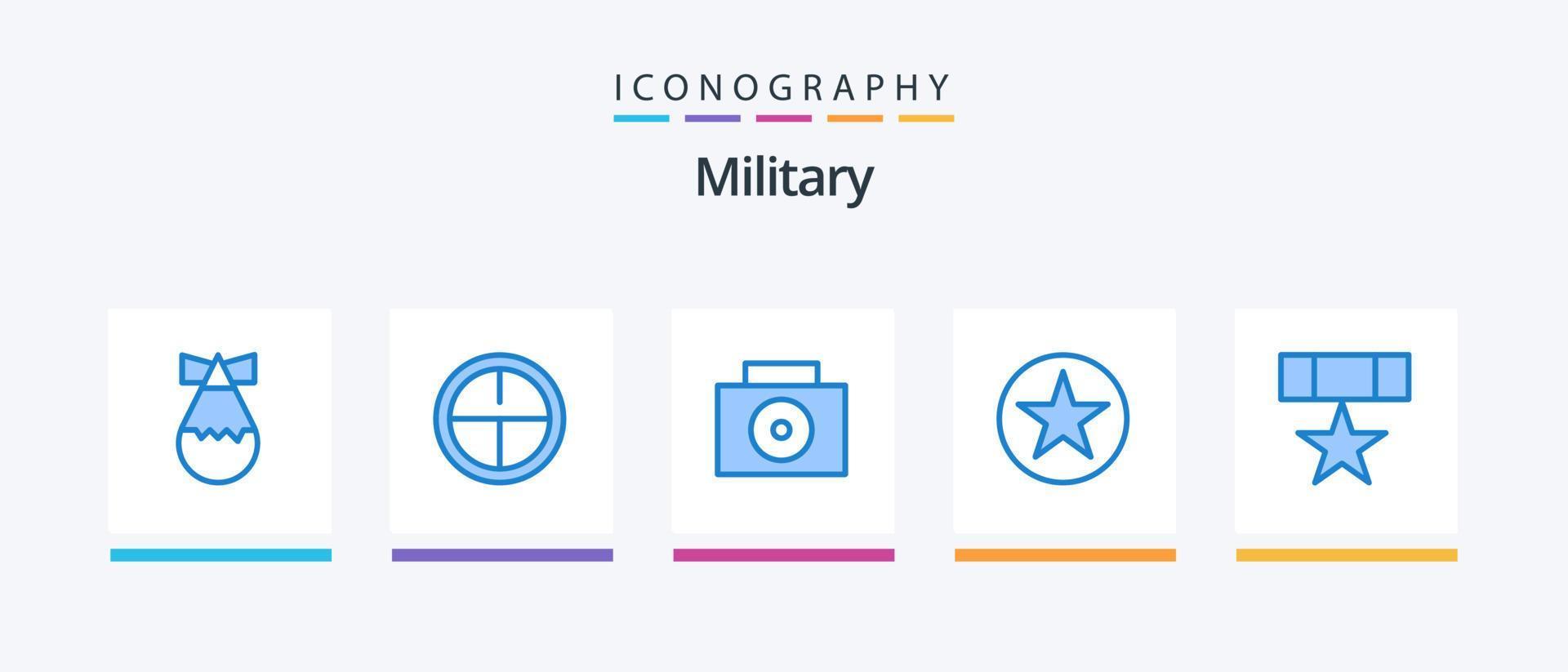 pack d'icônes bleu militaire 5 comprenant une étoile. médaille. badge. badge. Star. conception d'icônes créatives vecteur