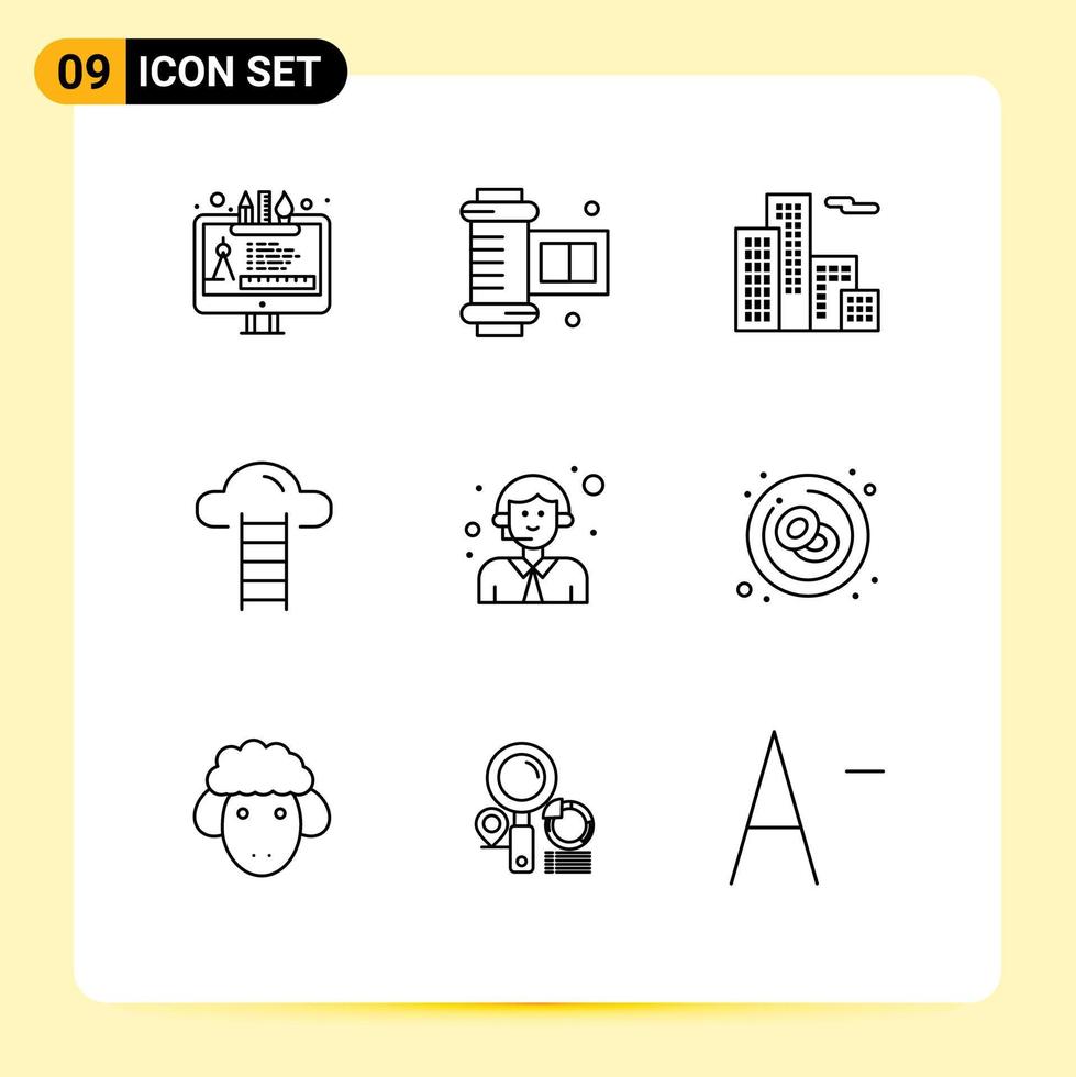 9 signes de contour universels symboles de prestation de services bâtiment client utilisateur éléments de conception vectoriels modifiables vecteur