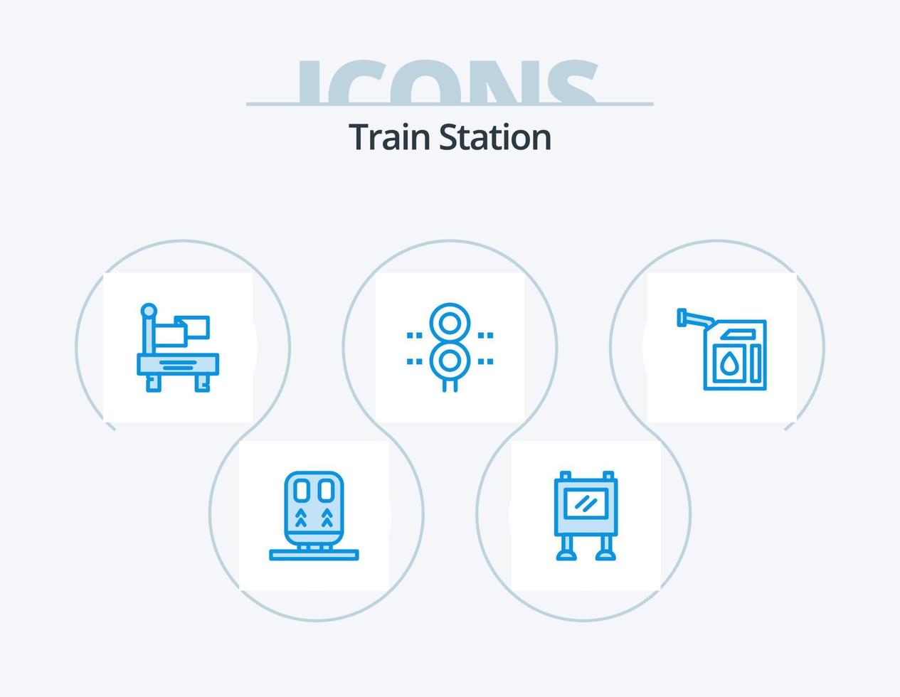 pack d'icônes bleues de la gare 5 conception d'icônes. gaz. le transport. drapeau. former. gare vecteur