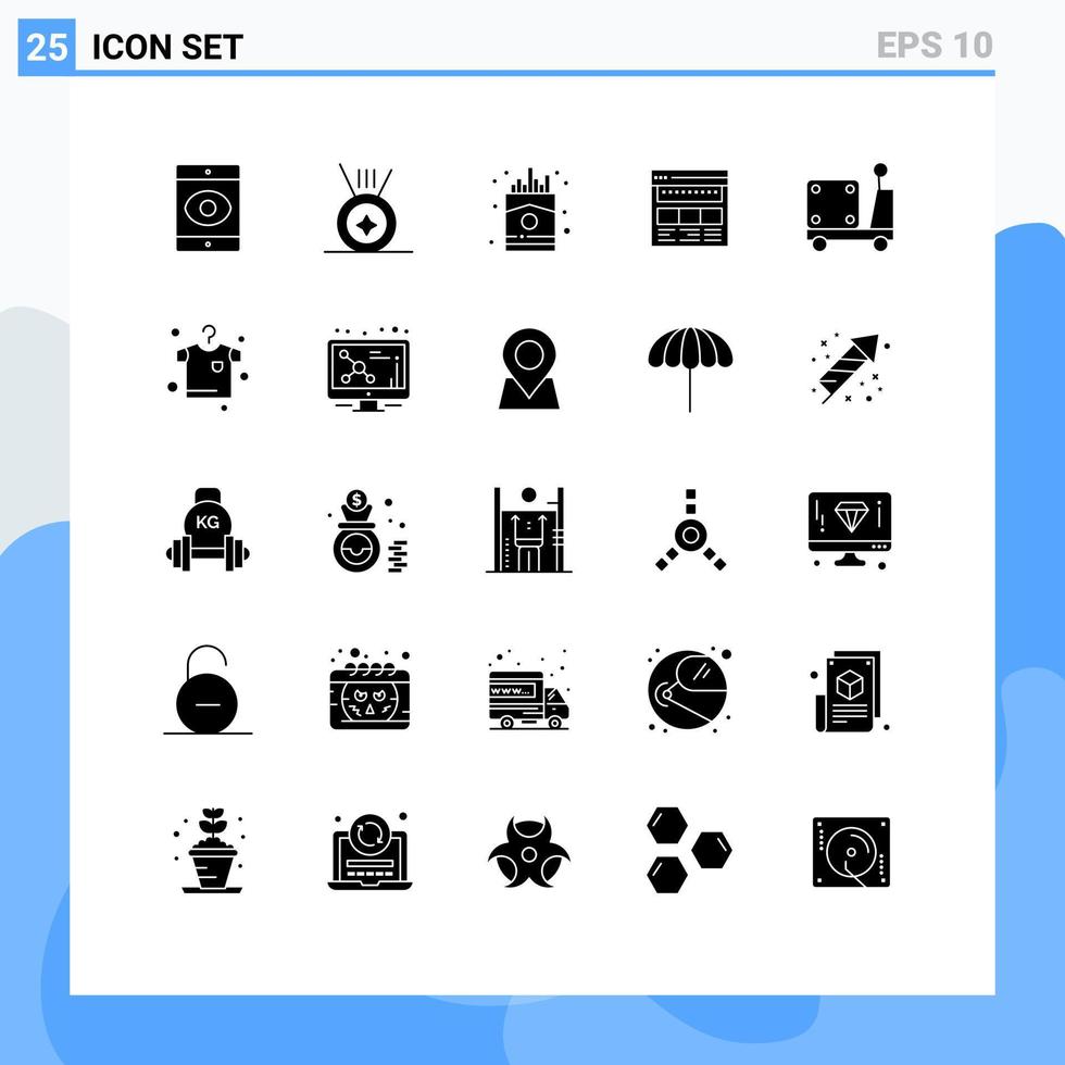 25 interface utilisateur pack de glyphes solides de signes et symboles modernes de la page Web logistique éléments de conception vectoriels modifiables d'entreprise web français vecteur