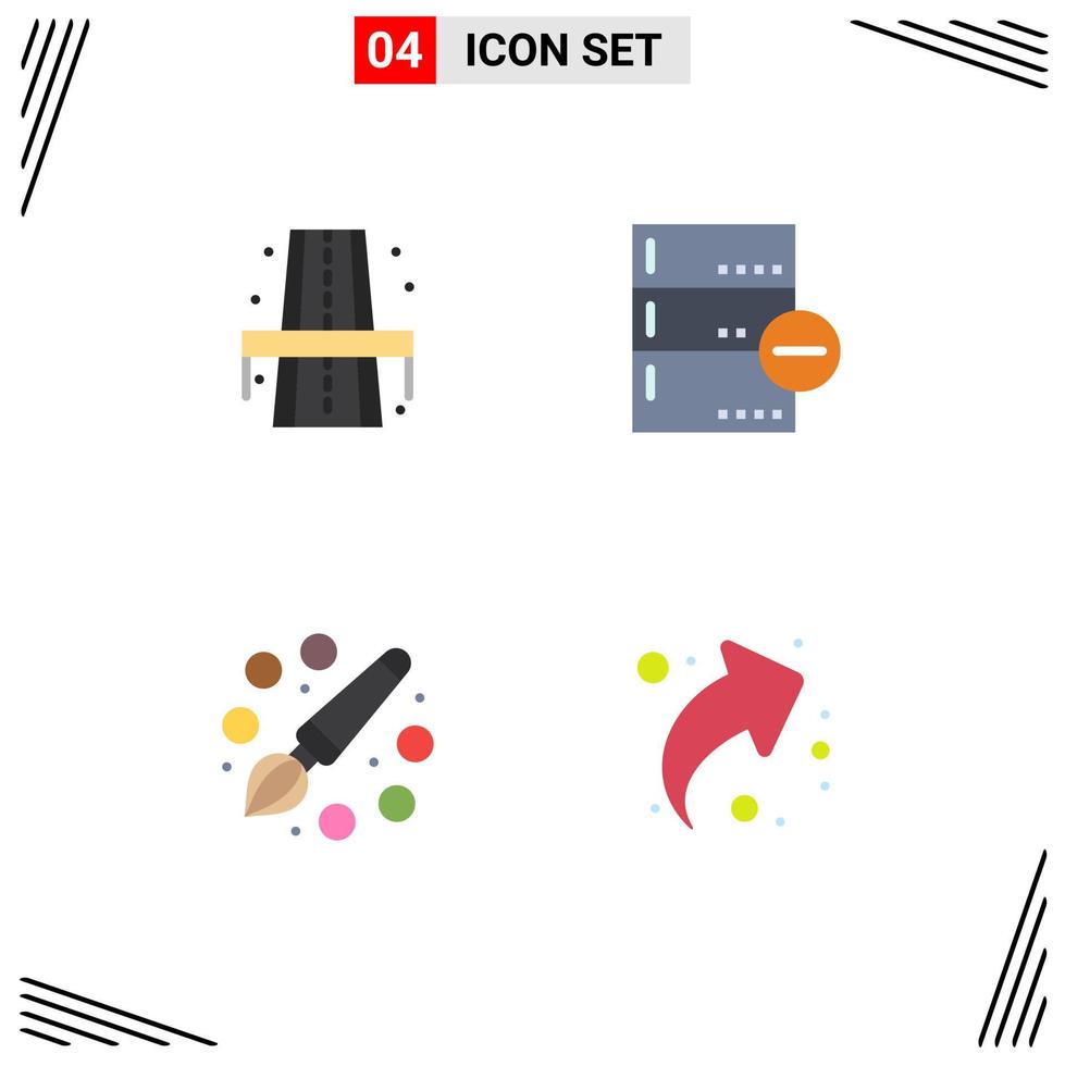 ensemble moderne de 4 icônes plates pictogramme d'éléments de conception vectoriels modifiables de l'éducation aux données de couleur de la ville vecteur