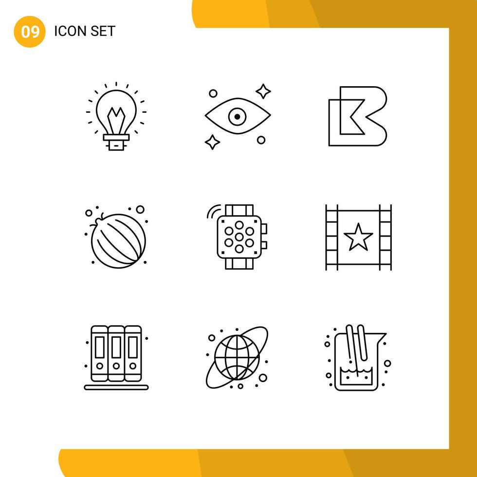 symboles d'icônes universels groupe de 9 contours modernes d'éducation montre à main pièce de monnaie montre oignon éléments de conception vectoriels modifiables vecteur