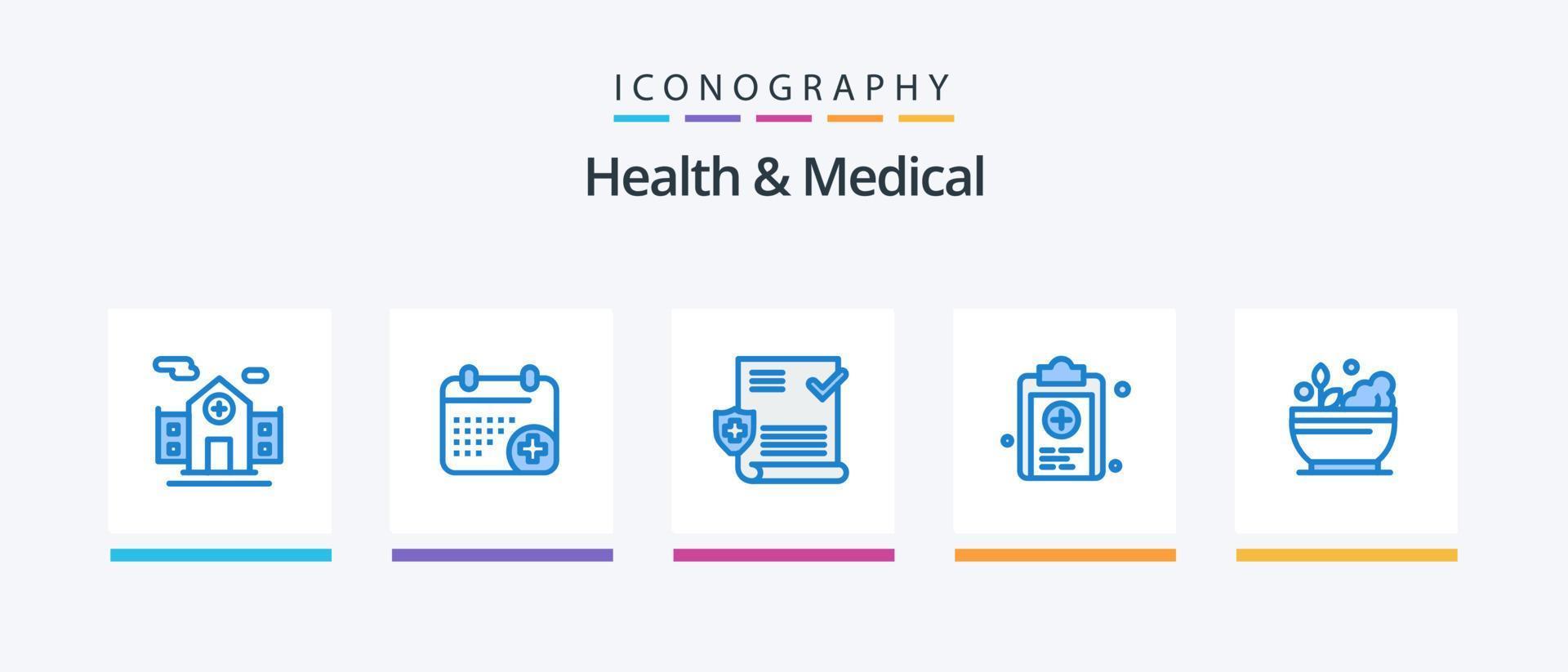 pack d'icônes santé et médical bleu 5, y compris la médecine. hôpital. test. test. médical. conception d'icônes créatives vecteur
