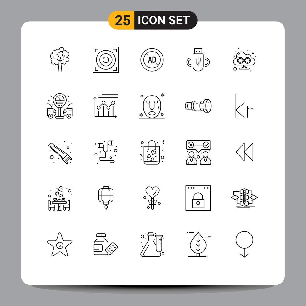 concept de 25 lignes pour les sites Web mobiles et applications city cloud bloqueur de publicité données de navigateur éléments de conception vectoriels modifiables vecteur