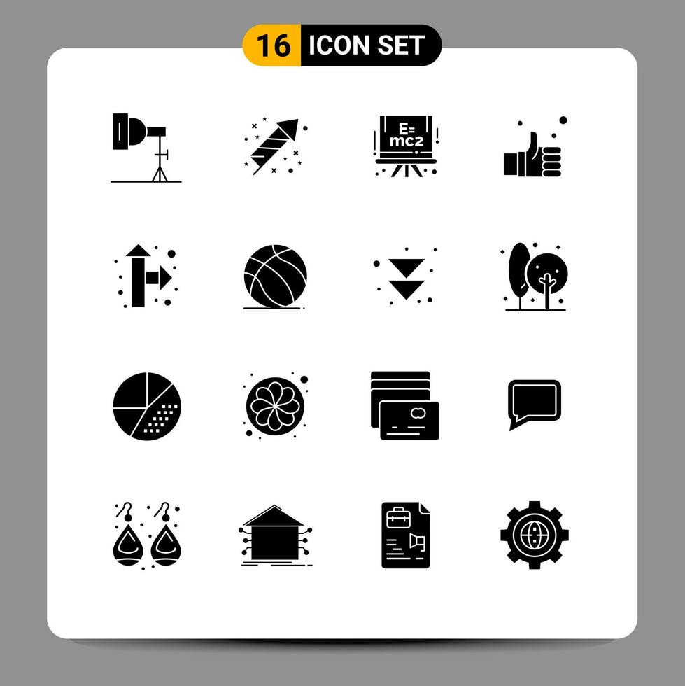 interface utilisateur pack de 16 glyphes solides de base de chimie de solution de pointeur comme des éléments de conception vectoriels modifiables au doigt vecteur