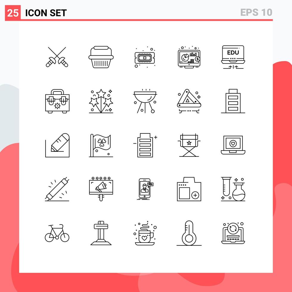 25 icônes créatives signes et symboles modernes du matériel éducatif ordinateur portable retour éléments de conception vectoriels modifiables vecteur
